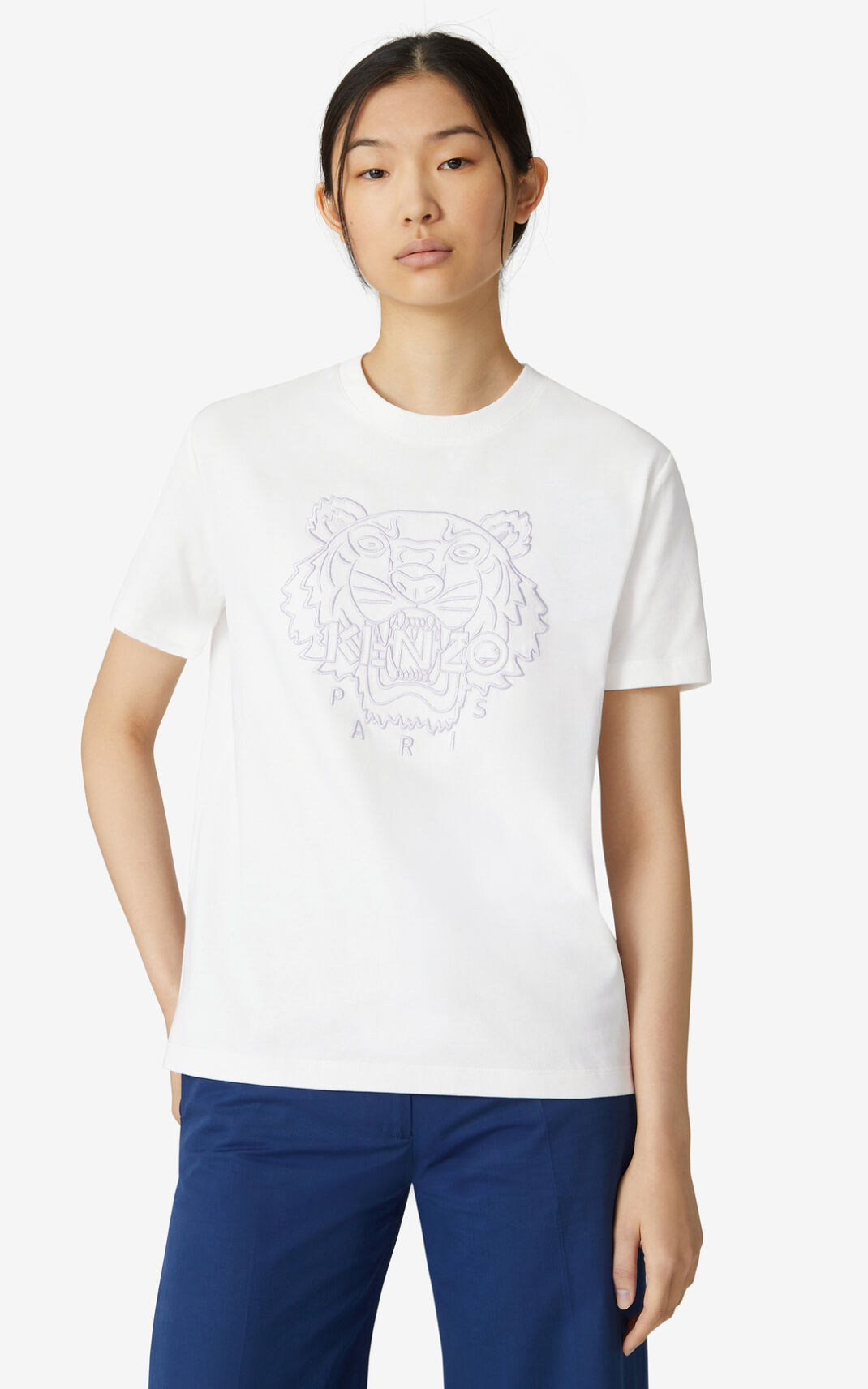 T Shirt Kenzo Femme Loose Tiger Blanche VEDLR-2860